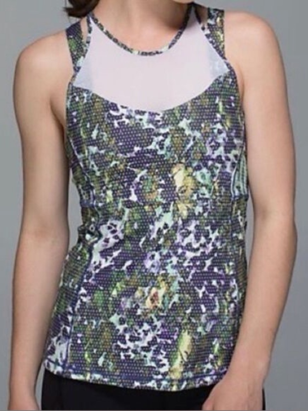 NWOT Lululemon Running In the City Tank TOP w BRA Floral Purple SIZE 6